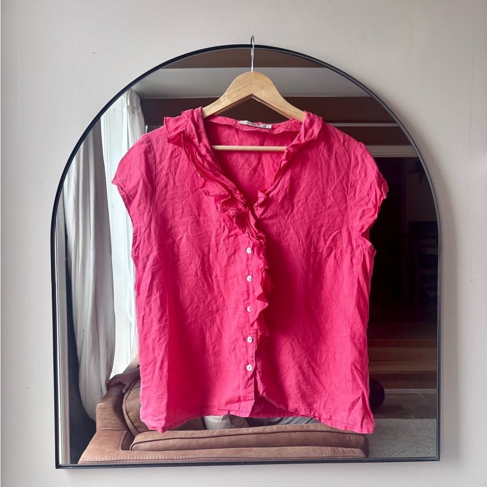 JOHN LEWIS | ruffle linen sleeveless top | uk 16 - Picture 2 of 4
